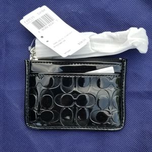 NEW Coach key fob/wristlet in black patent leather